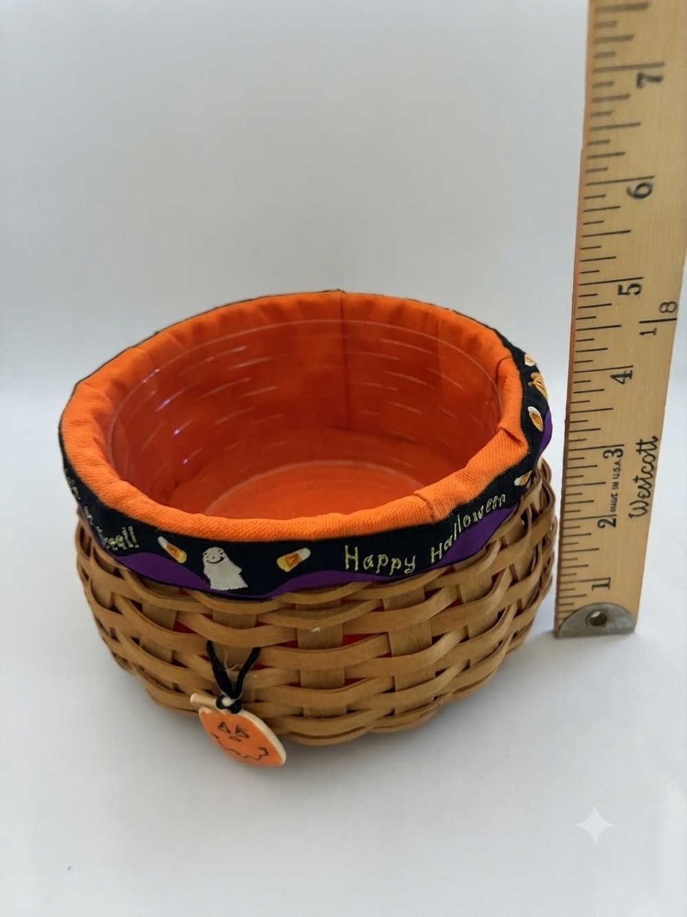 2004 Longaberger "Happy Halloween" Basket - Orange Liner, tie on and protector - Picture 3 of 5